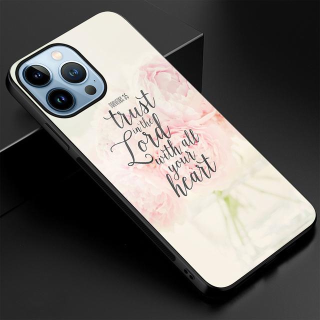 Pouzdro s květinovým textovým štítkem pro iPhone 14 13 11 12 Pro Max Mini Xs Xr X 7 8 6s Plus Se 2022 Ochranné tvrzené sklo Zadní kryt