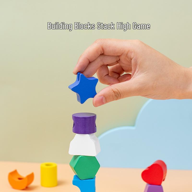 Children's Wooden Beads & Shapes Educational Toy for Color and Shape Recognition