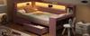 Divano Letto Imbottito 90x200 con Porte USB e Striscia LED, con Scrivania e 2 Cassetti, Rosa