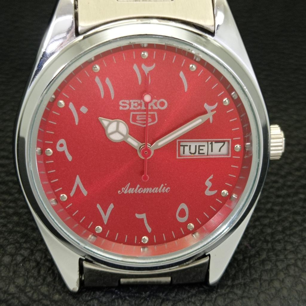 VINTAGE REFURBISHED SEIKO 5 AUTOMATIC 6309A JAPAN MENS RED DIAL WATCH a441240-4