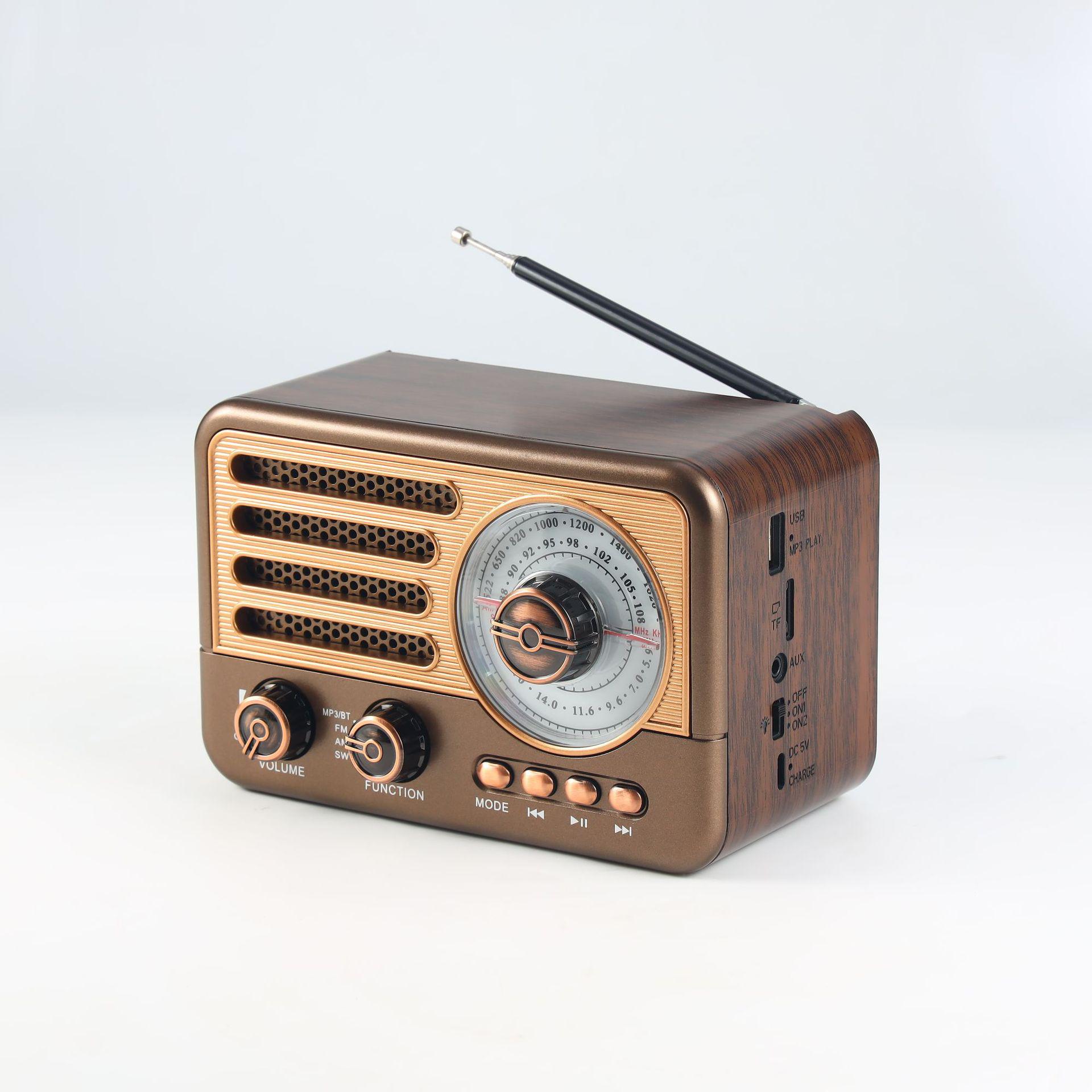 

Portable Retro Bluetooth Speaker with Lights and Multi-Band FM Radio 16x8x10.5 cm золотий