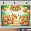 2D Capybara Happy Birthday Backdrop Outdoor Party Photography Background
