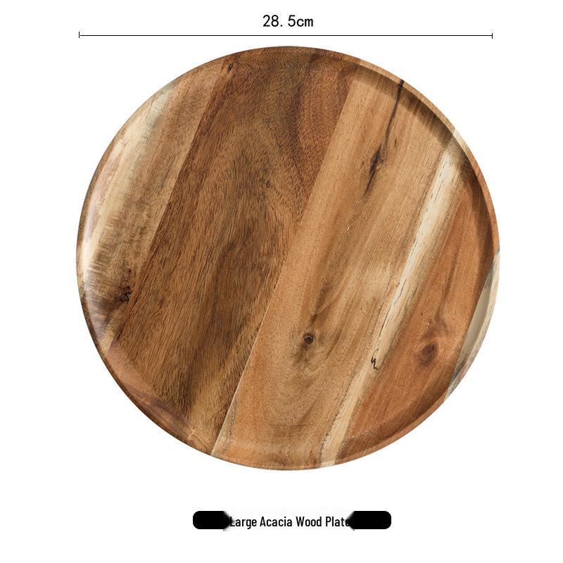 Round Japanese Acacia Wood Tray - Creative Fruit & Snack Plate