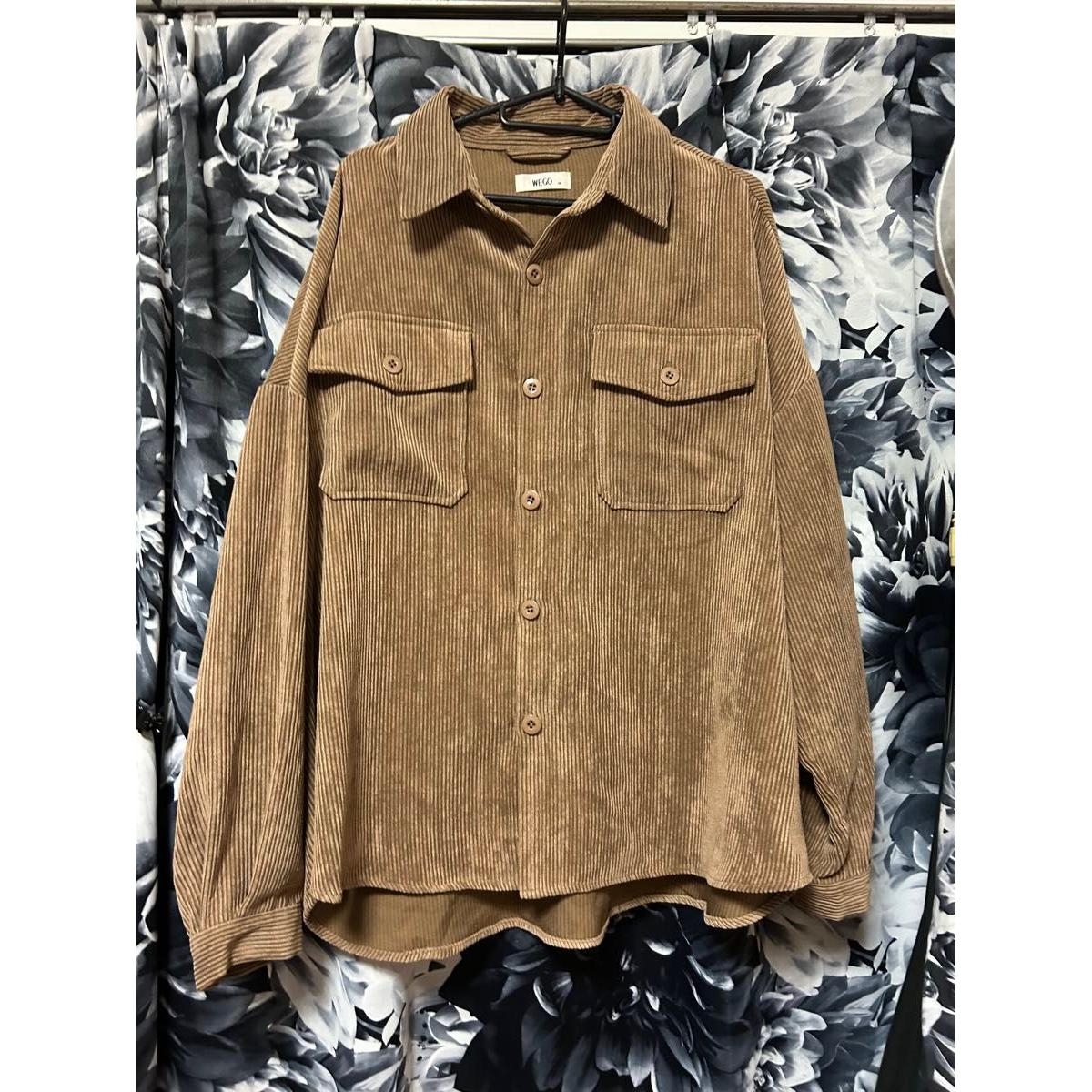 WEGO Corduroy Jacket Long Sleeve Shorts Setup Brown