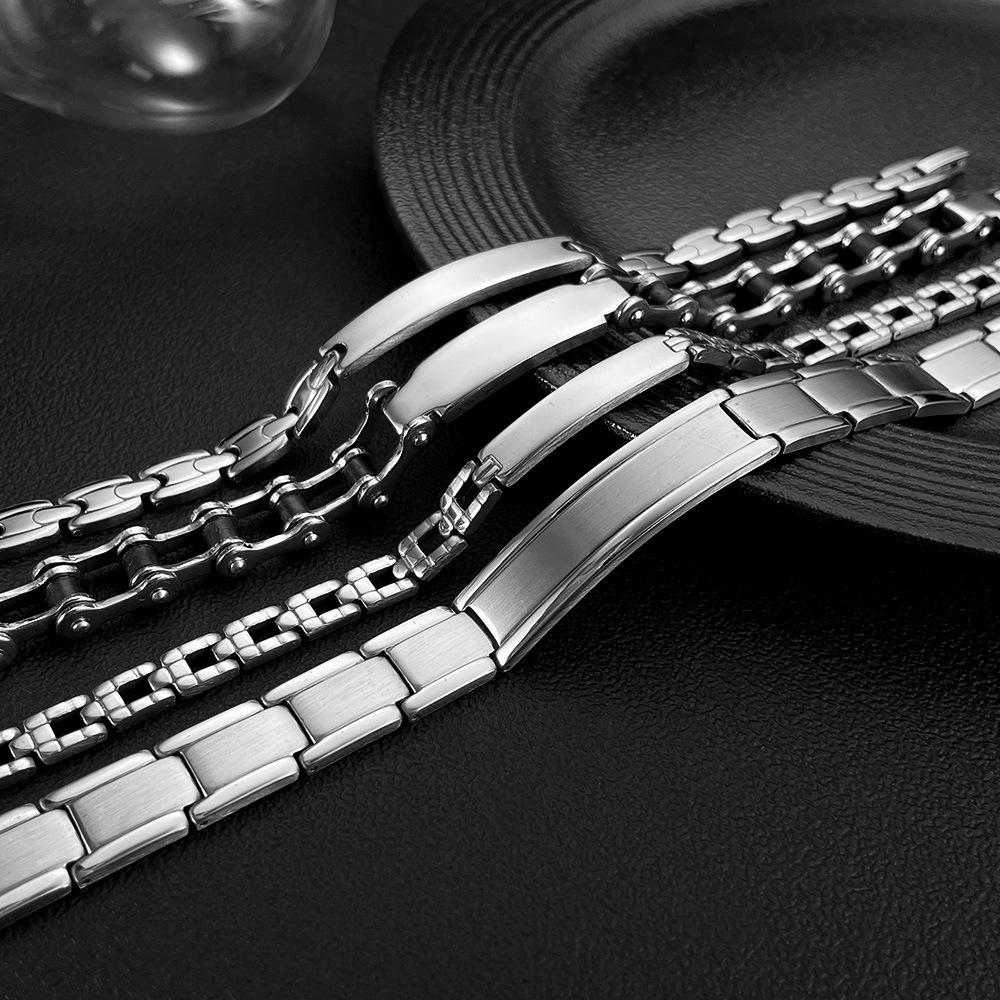 Men's Retro Titanium Steel Bracelet, Simple Business Personalized Metal Chain Body Bracelet Trendy Boys Accessories