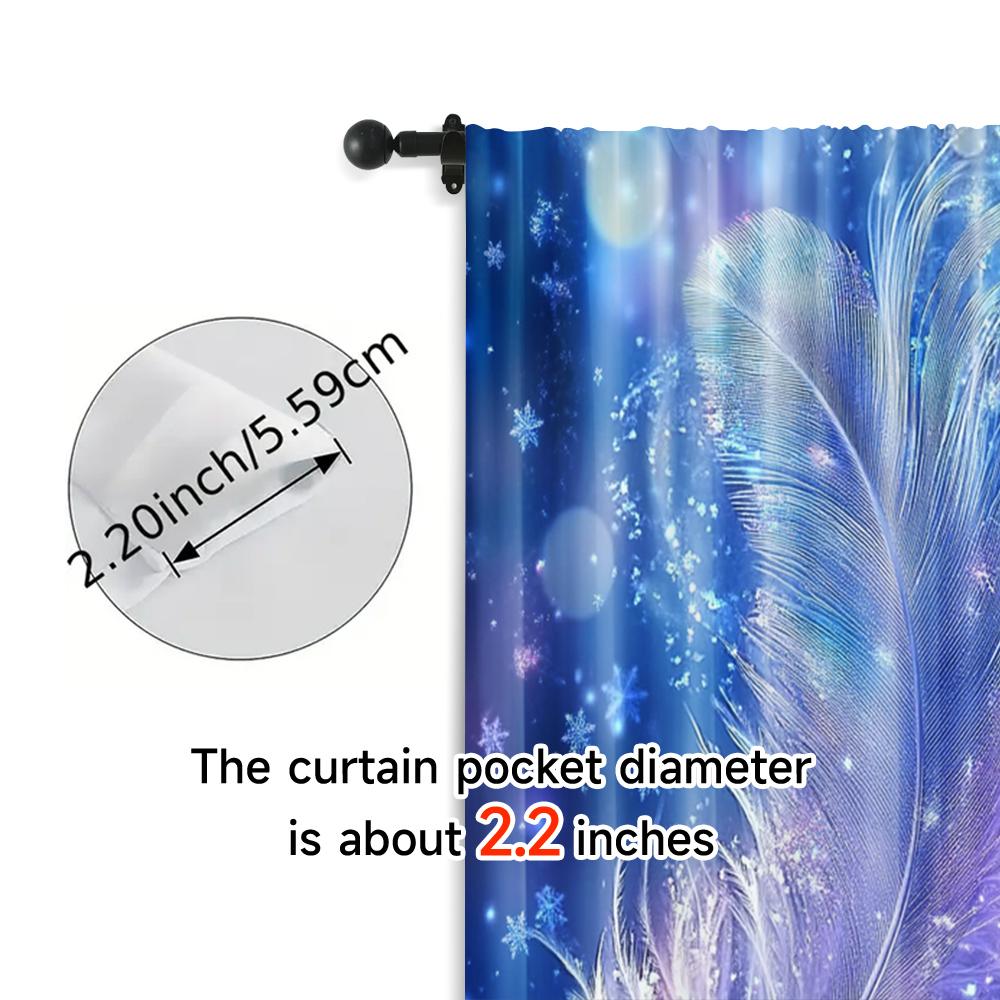 2pc,  Window Treatment Curtains Feather Pattern Machine Washable Fabric,Without Electricity Birthday Party for Home Decor