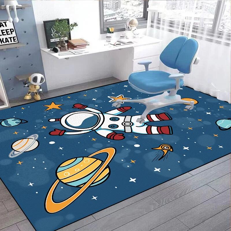 Tappeti Cartone Animato Astronauta Spaziale per Soggiorno Camera dei Bambini Tappetino da Gioco Lavabile Antiscivolo Tappeti per Camera da Letto Bambini Guardaroba
