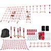Ninja Line Infantil Conjunto Slackline 10m com Argolas de Ginástica Balanço Escada de Escalada Rede de Escalada para 3-6 Anos 1000x300x180 cm Vermelho