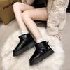 Large size snow boots women's winter new leather fashion casual platform cotton shoes cotton boots women
