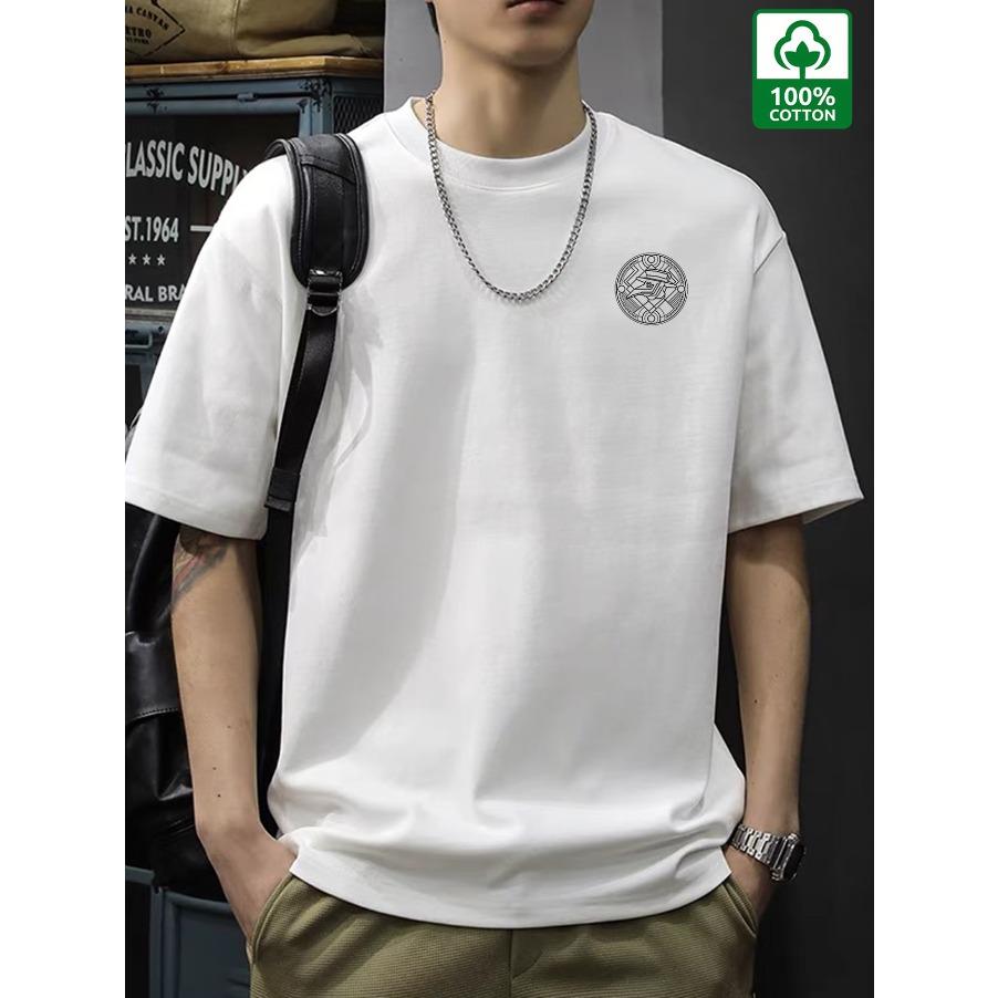 100% Cotton Printed Men's T-shirt, Simple and Comfortable Printed Casual T-shirt
