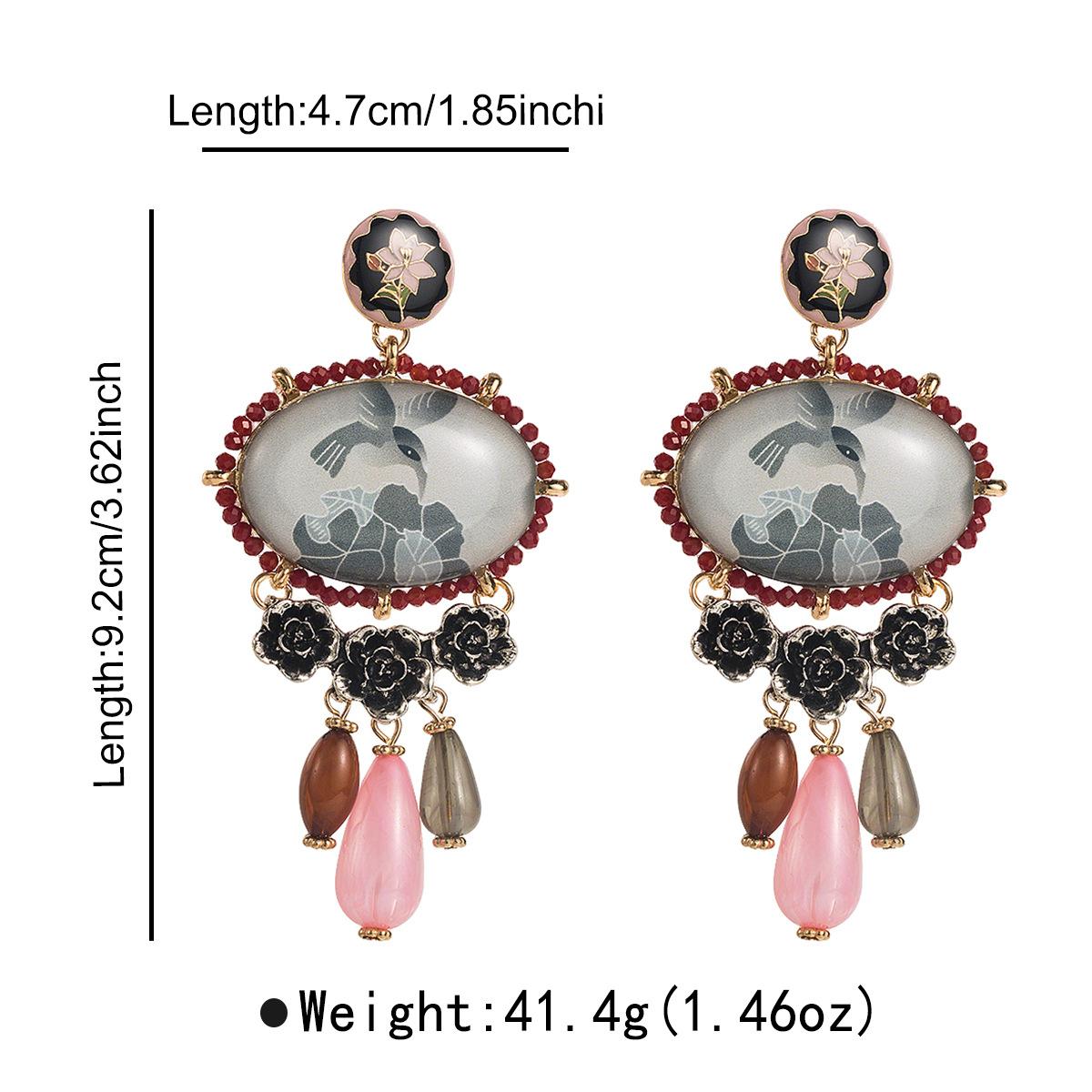 Трансграничные Винтажные Роскошные Дизайнерские Высококачественные Художественный Стиль Цветные Смоляные Серьги Для Женщин Модные Серьги разноцветный