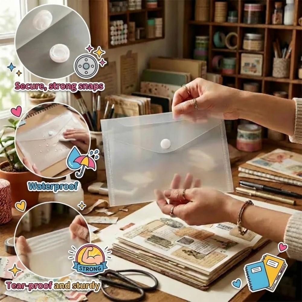 12PCS 4 Size Scrapbook Stamp Storage Bag Waterproof Die Storage Pockets Office