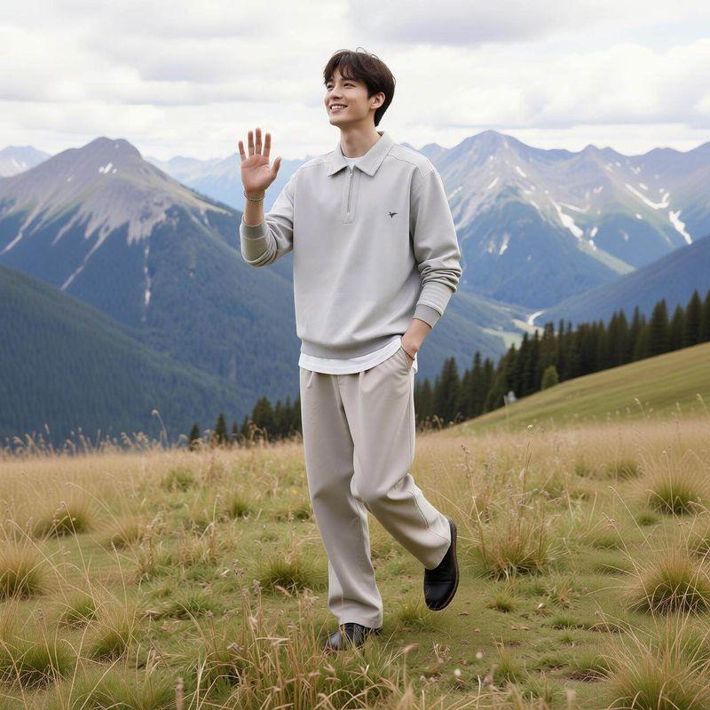 Origami Crane Men's American Casual Top Men's Spring and Autumn Trendy Brand Versatile Half-Zip Sweatshirt Men 16691