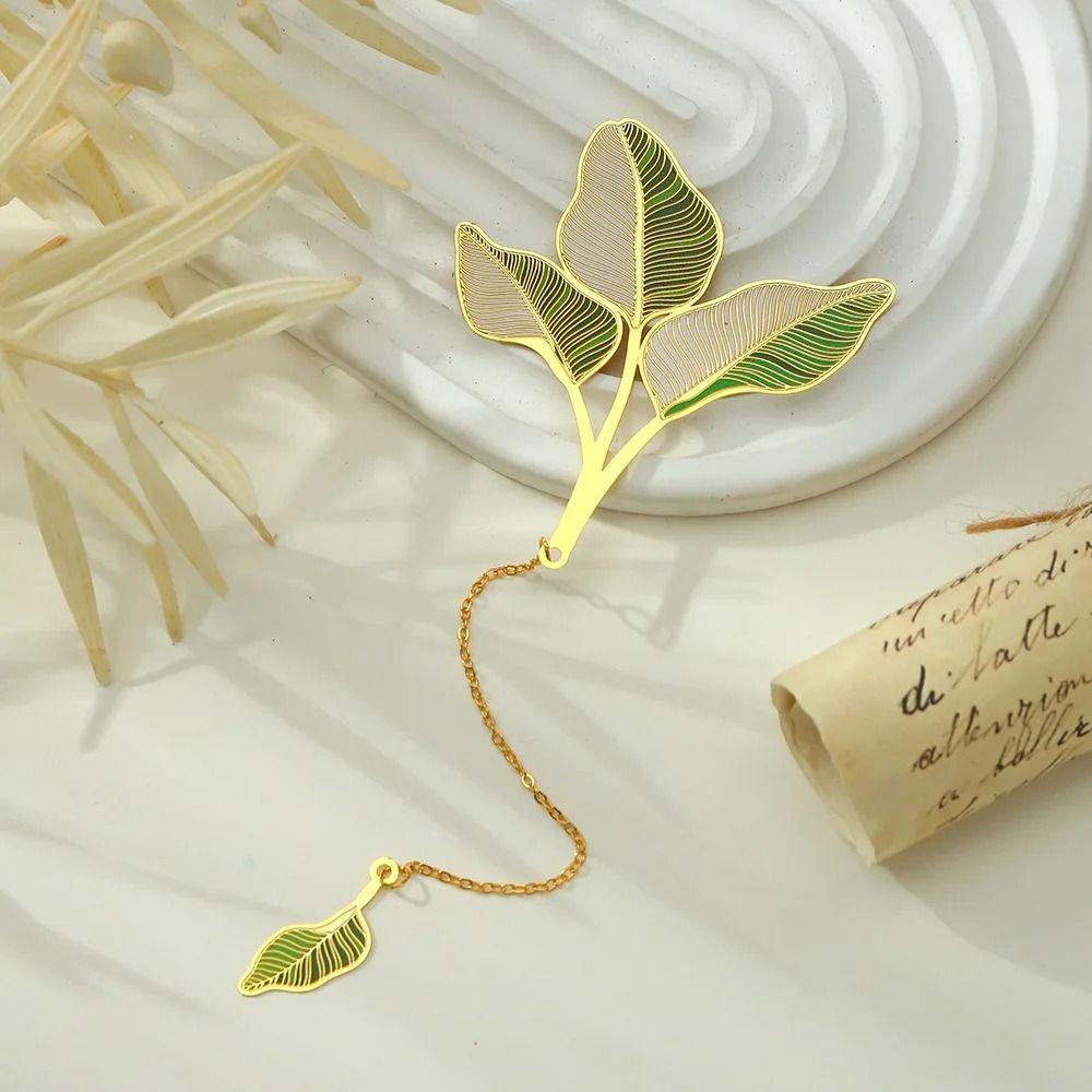 Lotus Leaf Lotus Leaf Vein Metal Bookmark Metal Green Leaf Bookmark  Stationery