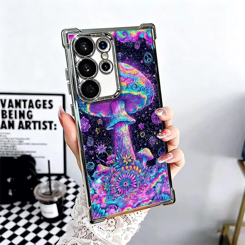 

Weird Psychedelic Mushroom Soft Phone Case For Samsung Galaxy S26 Ultra S25 Edge S24 FE S23 Plus S22 S21 + S20 Plating Anti-Fall Samsung S24 Plus