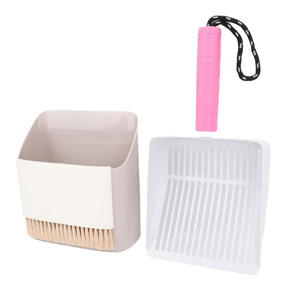 Cat Litter Scoop with Holder Base Broom Dustpan Set Detachable Stainless Steel Kitty Litter Scooper