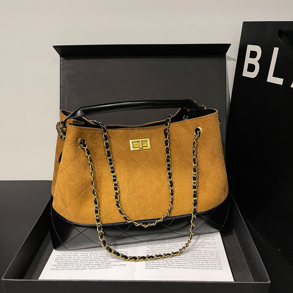 New fashionable high-end embroidery thread contrasting color tote bag portable shoulder trendy women's bag