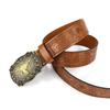 Western Denim Belt Cow Head Big Board Buckle Retro Green Men'S Punk Pu Leather Belt