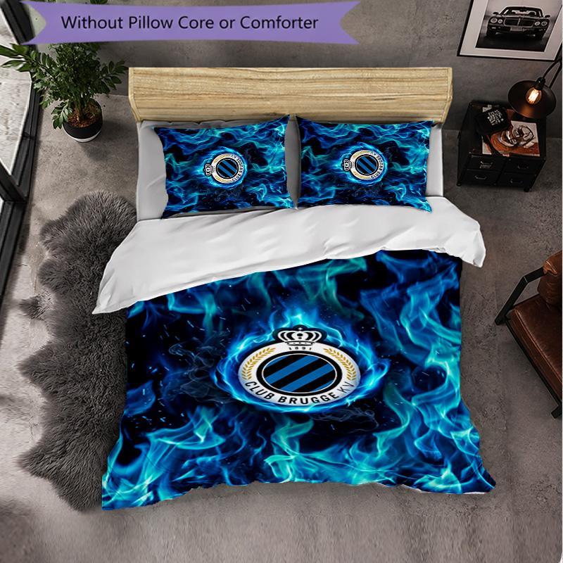 Biancheria da letto a tema Club Brugge FC Set 3 Pezzi Copripiumino Biancheria da letto Decorativa Per Camera Adolescenti Decorazione Casa