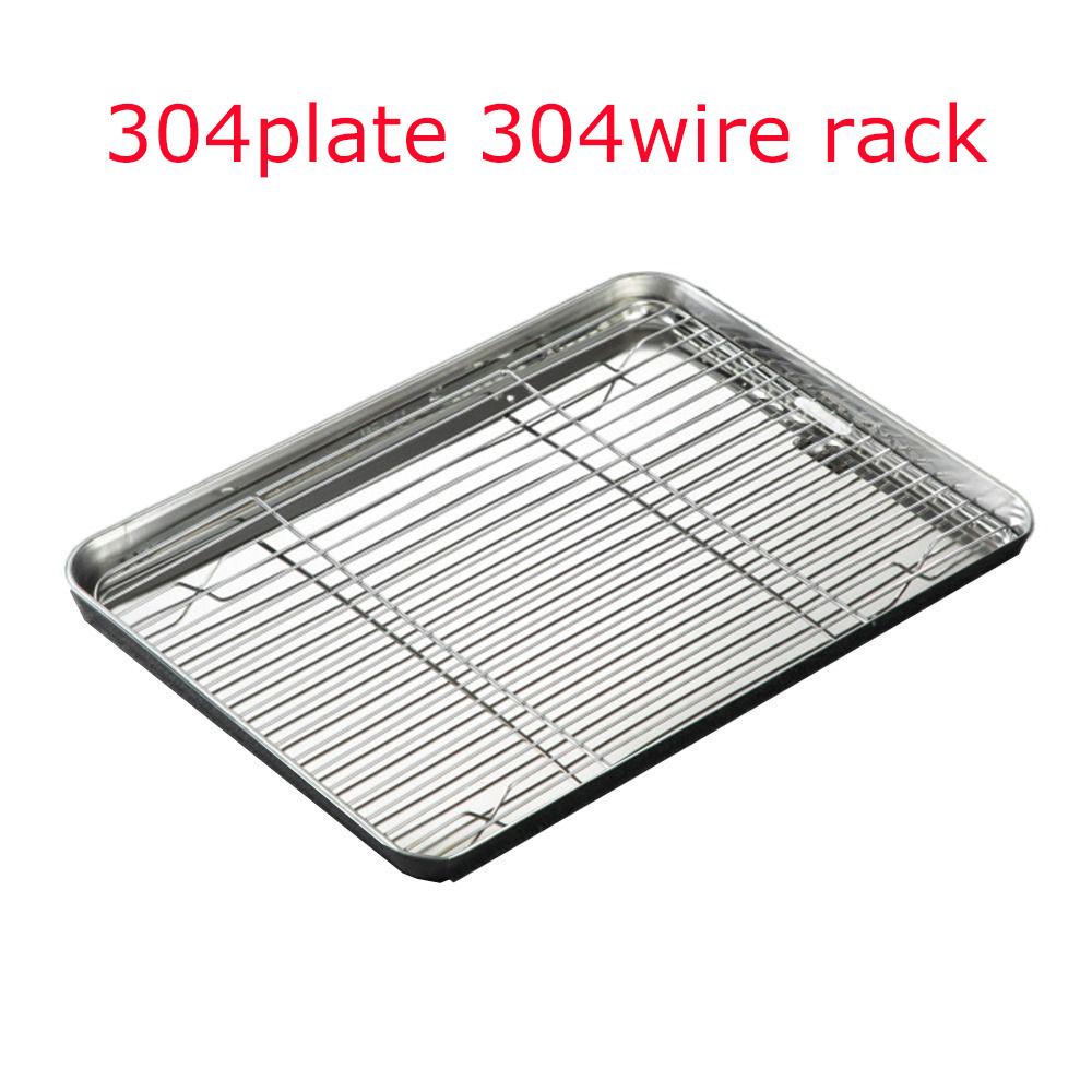 Stainless Steel Baking Sheet with Cooling Rack Set Nonstick Rust Free Square Baking Plate Heavy Duty Non Toxic