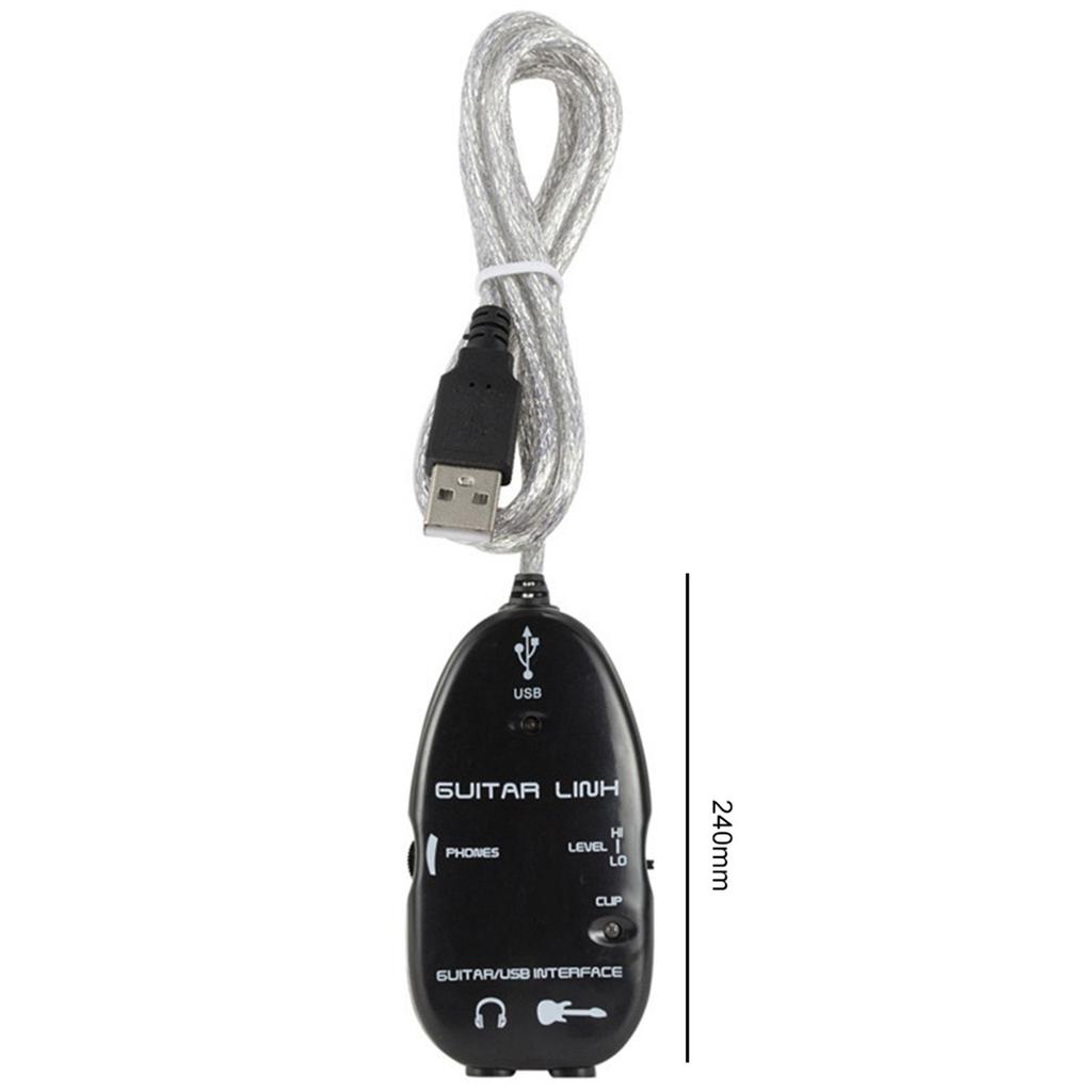 Guitar To USB Interface Link Cable Adapter Audio Connector Recorder for PC Computer