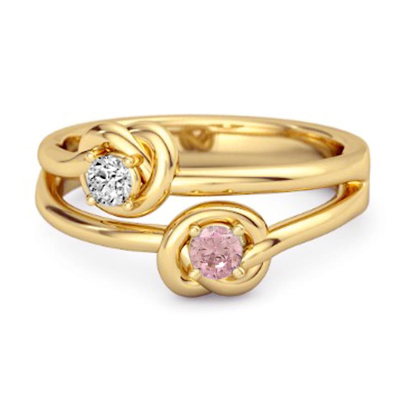 925 Sterling Silver Gold Vermeil Pink Topaz Infinity Knot Bypass Women Wedding Ring 6.5