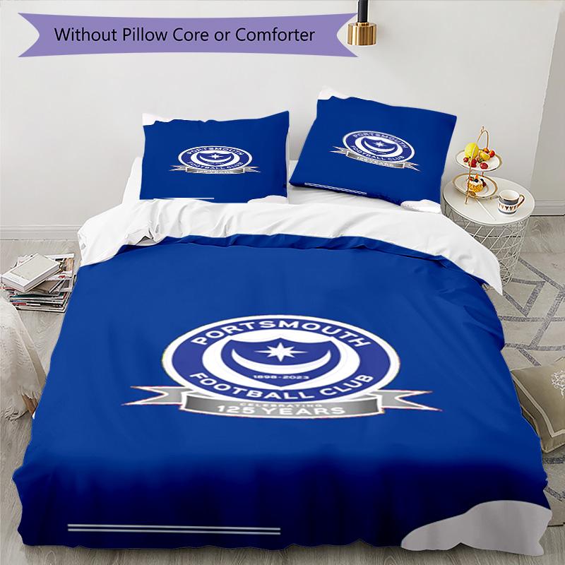 Ports-mouth Fc Anniversary Printed Pattern Duvet Cover Set – includes 1 duvet cover and 2 matching pillowcases Bedroom decor Christmas gifts