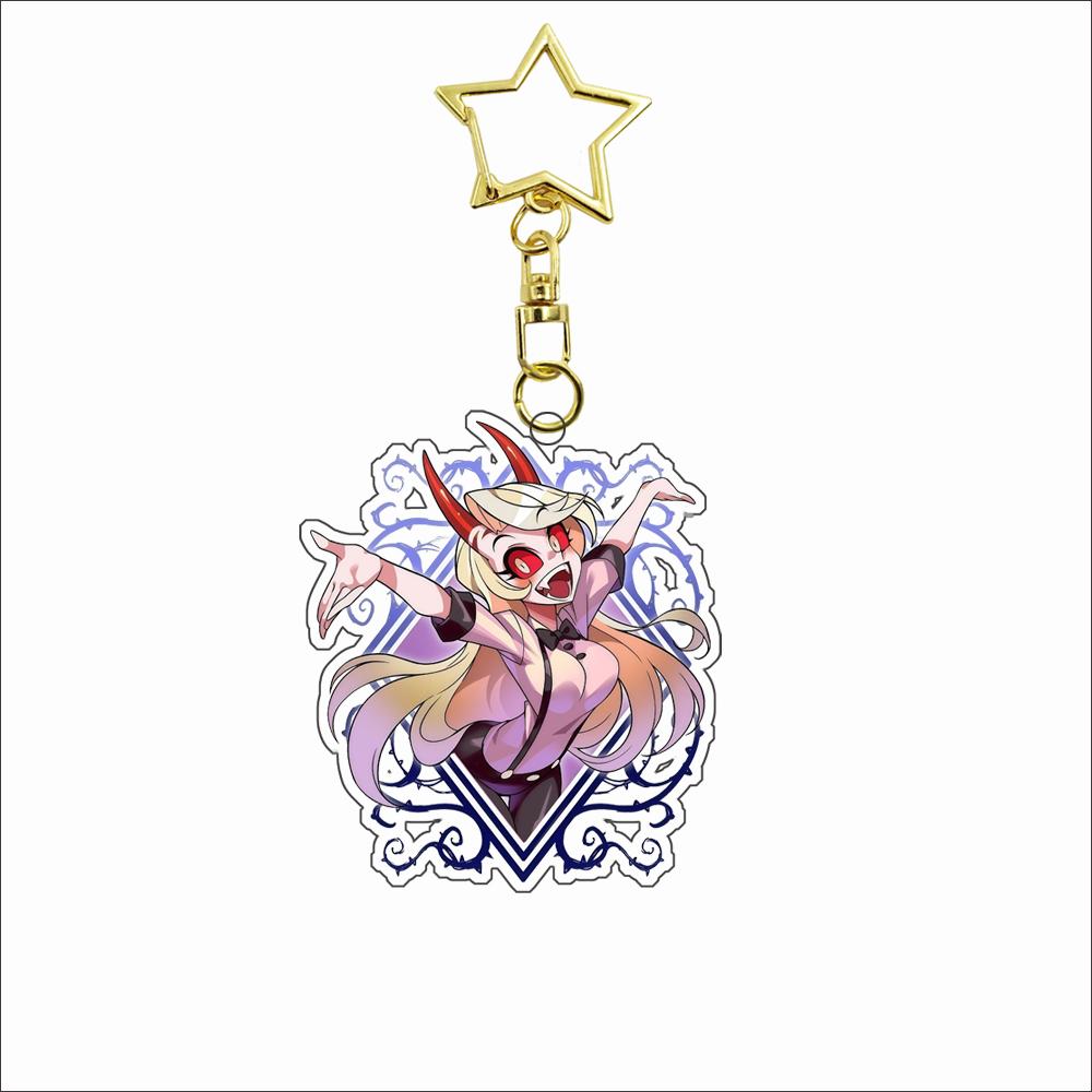 Anime Cartoons Acrylic Keychain for Alastor Sir Pentious Charlie Vaggie Vox Acrylic Key Buckle Self-Made Decoration Pendant Gift