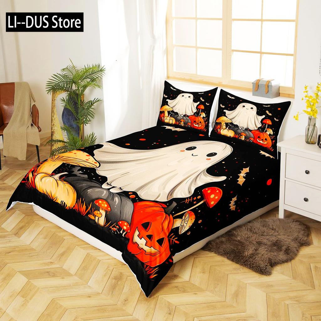 Pastel Pumpkin Bedding - Spooky Pastel Halloween By patricia_lima - Spooky Ghosts Cotton Sateen Duvet Cover Or Pillow Shams By S