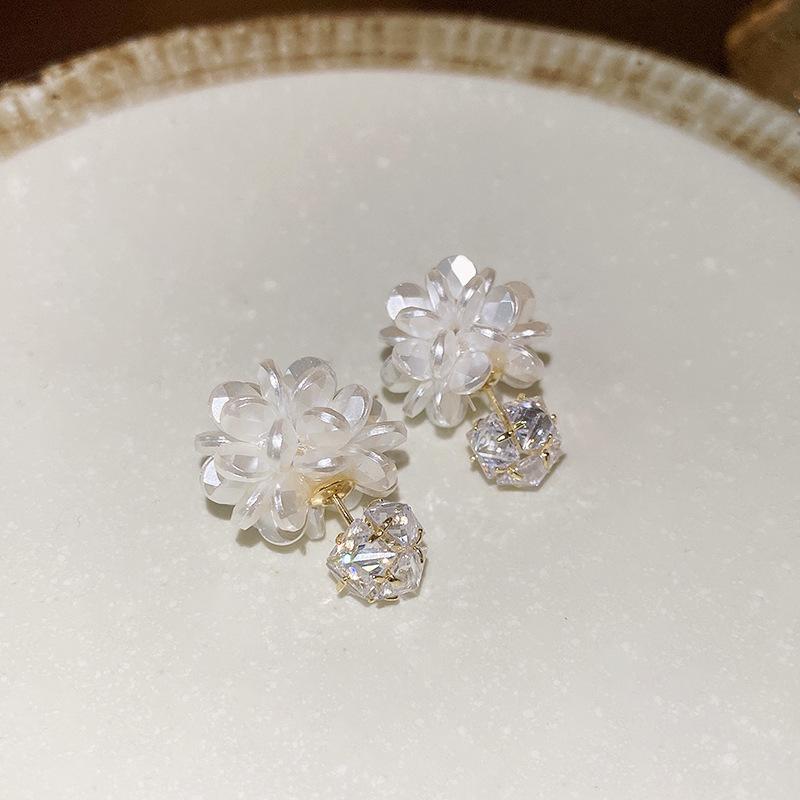 European and American Exaggerated Diamond-encrusted Flower Bow Fringed Earrings Personalized Earrings Internet Celebrity Temperament Earrings