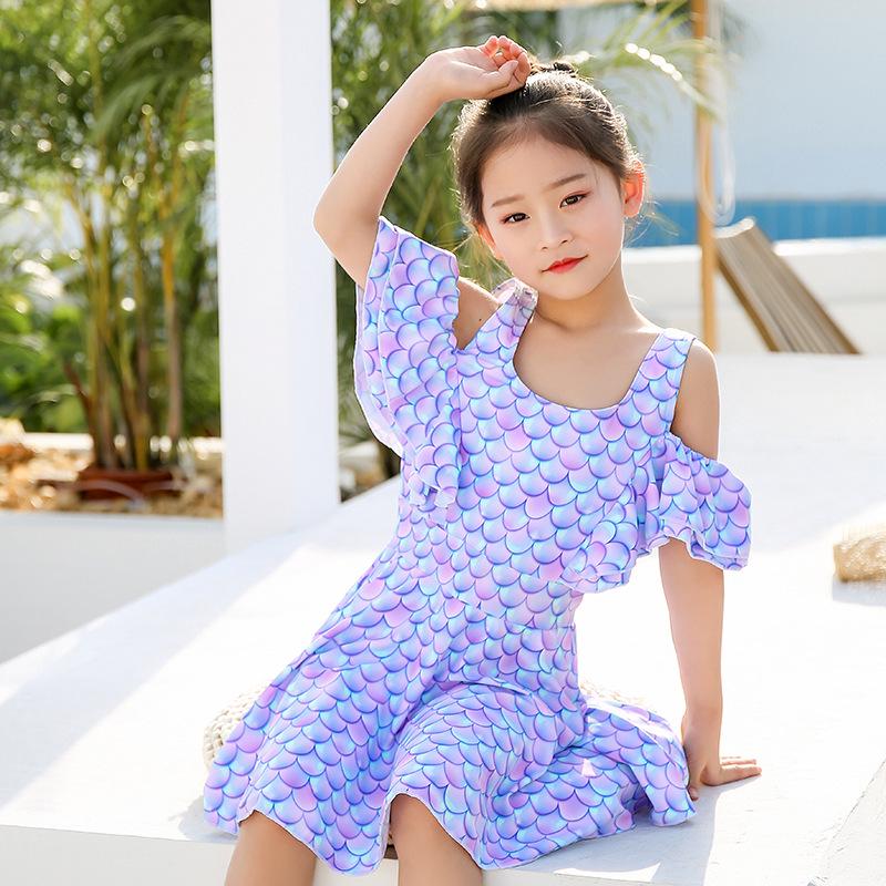 

Слитный купальник для девочек «Русалка»: Короткий рукав, солнцезащитный дизайн 3XL