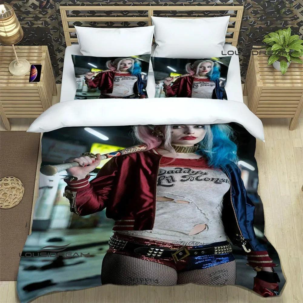 3D Retro H-Harley-Q-Quinn Printed Bedding Sets Exquisite Bed Supplies Set Duvet Cover Bed Comforter Set Bedding Birthday Gift