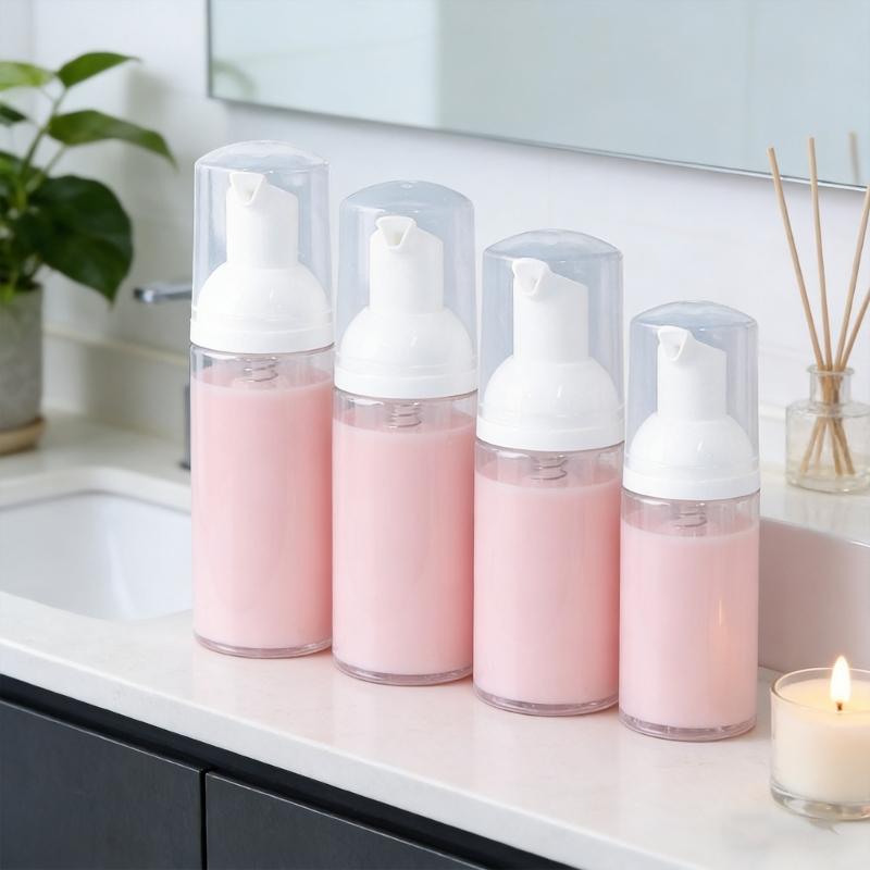 4pc Clear Foam Pump Bottle PET Soap Dispenser for Rich Bubble Generation Liquid Levels Monitoring in Skincare Use