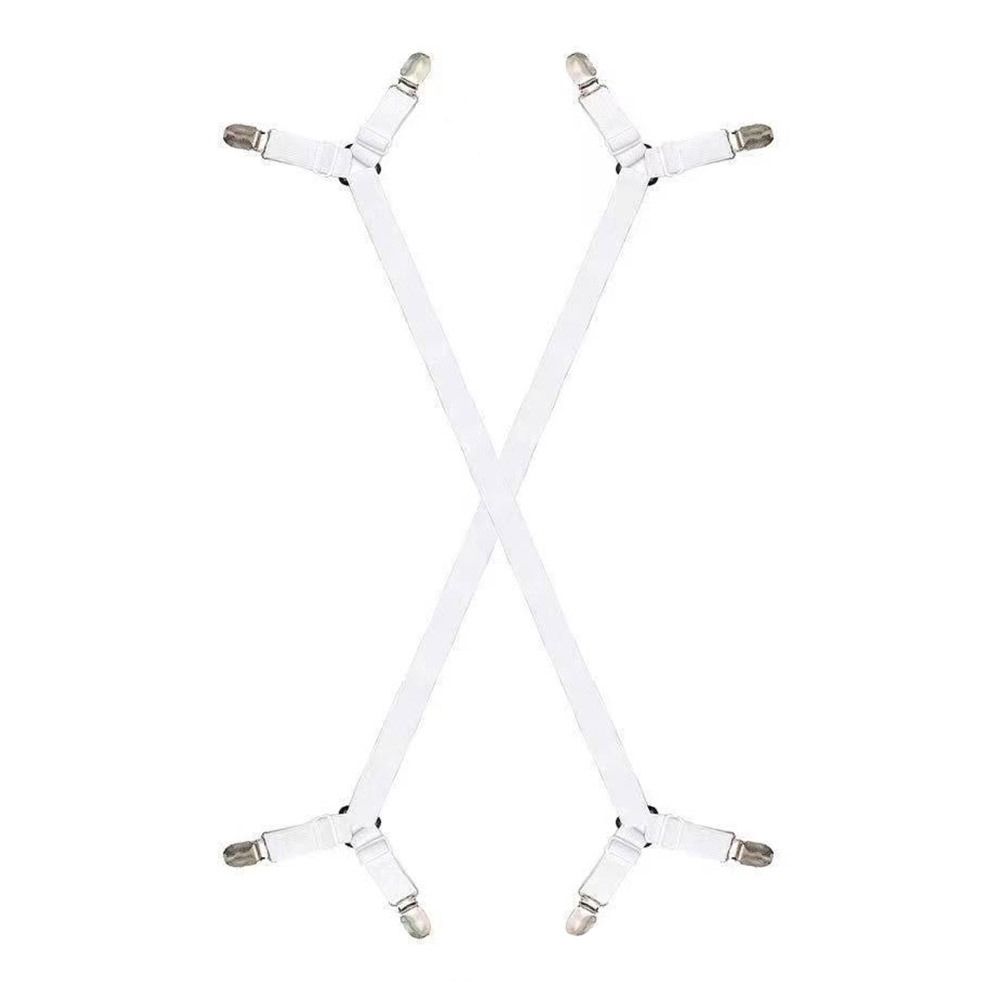 

Нескользящий держатель простыни, регулируемый фиксирующий ремешок, зажимы, прочный матрасный зажим, одеяла white-2 sides 4 clips