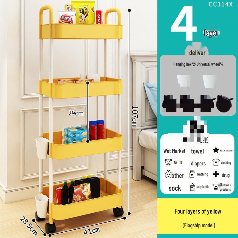 Multi-Layer Kitchen and Bathroom Storage Trolley with Wheels