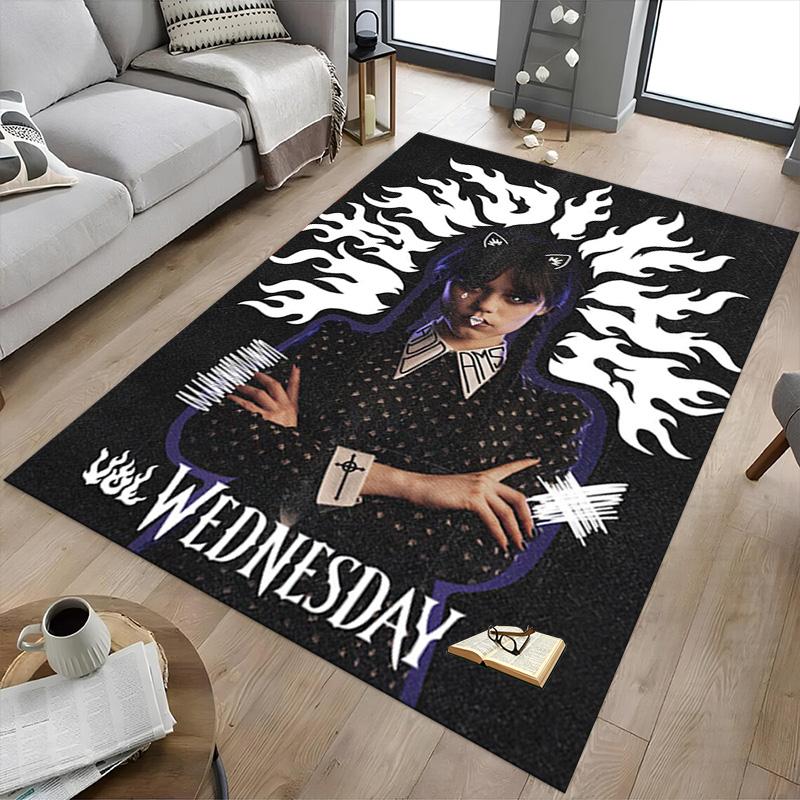 1pc Tim Burtons Wednesday Carpet for Playroom Bedroom Living Room Sofa Home Decor,kids Game Area Rug Non-slip Floor Mat Y82673