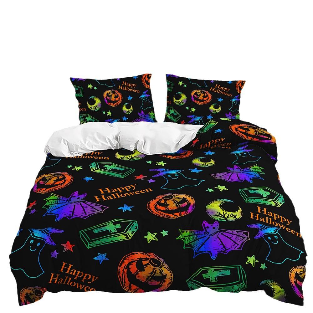 Dreiteiliges Halloween-Quilt-Set Zweiteiliges Bettwäscheset