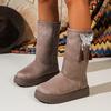 Tassel butterfly platform snow boots women's autumn and winter fashion mid-tube cotton boots new women's shoes