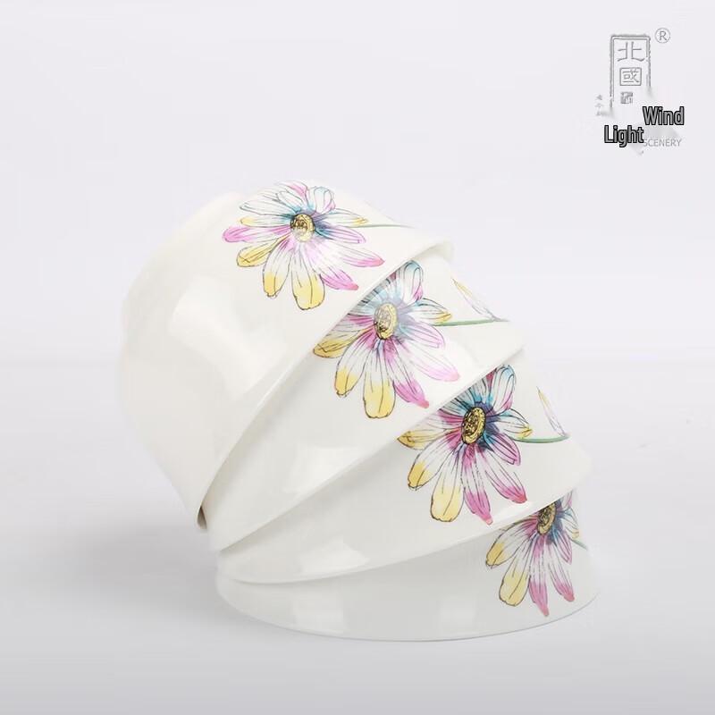 Northern Scenery Floral Charm 22-Piece Bone China Dinnerware Set