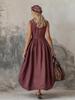 Women's A-line Cotton Linen Long Skirt Dress with Lapel - Stylish and Elegant for Commute