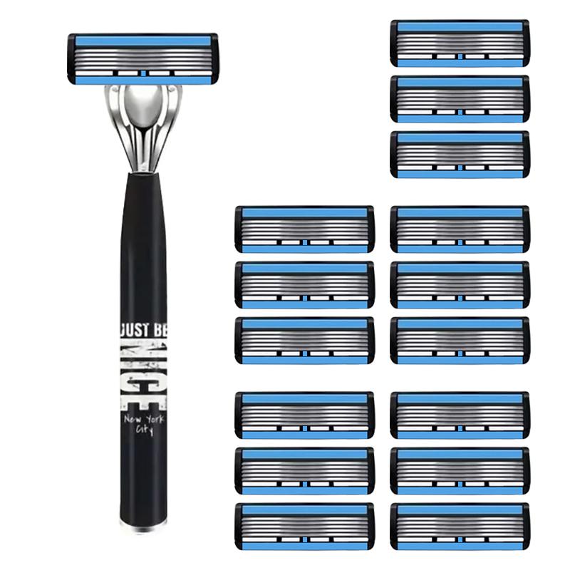 6-layer Razor Blade, Men's Stainless Steel Blade, Classic Water Washed Razor, Sharp Blade for Clean Shaving