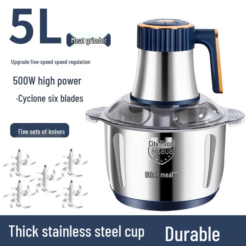 Stainless Steel 5L Automatic Meat Grinder & Multifunctional Food Processor
