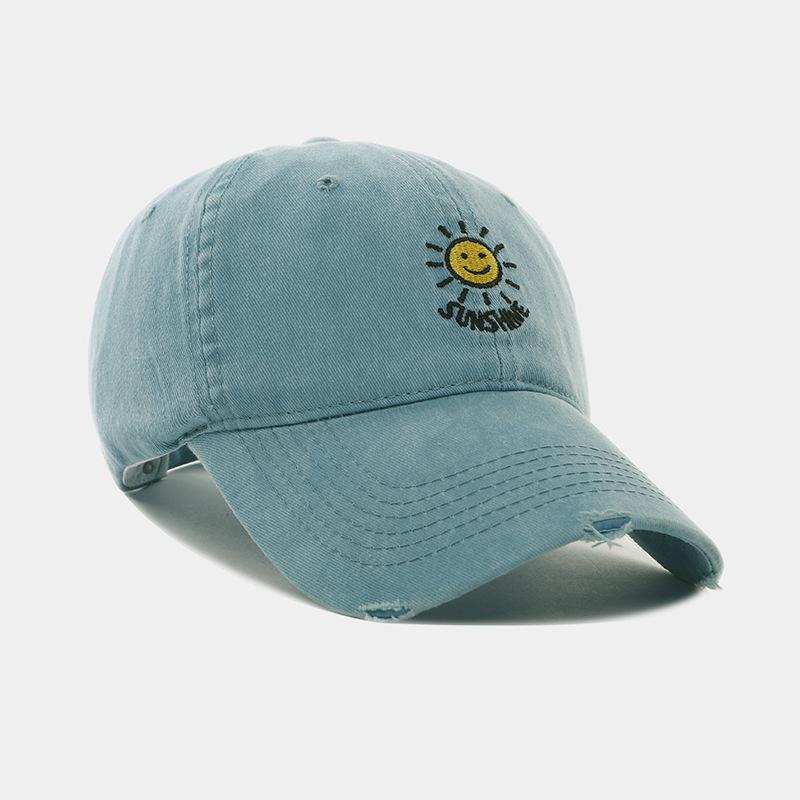 Nouvelle casquette de baseball lavée de haute qualité, petite broderie soleil, pour hommes et femmes, célébrité Internet, mode décontractée polyvalente