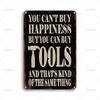 Vintage You Cant Buy Happiness But You Can Buy Tools Metal Tin Sign Retro Tool Room Decorative Metal Signs for Garage Home Wall