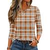 Top de punto para mujer con estampado de rayas y cuadros, cuello redondo, manga larga
