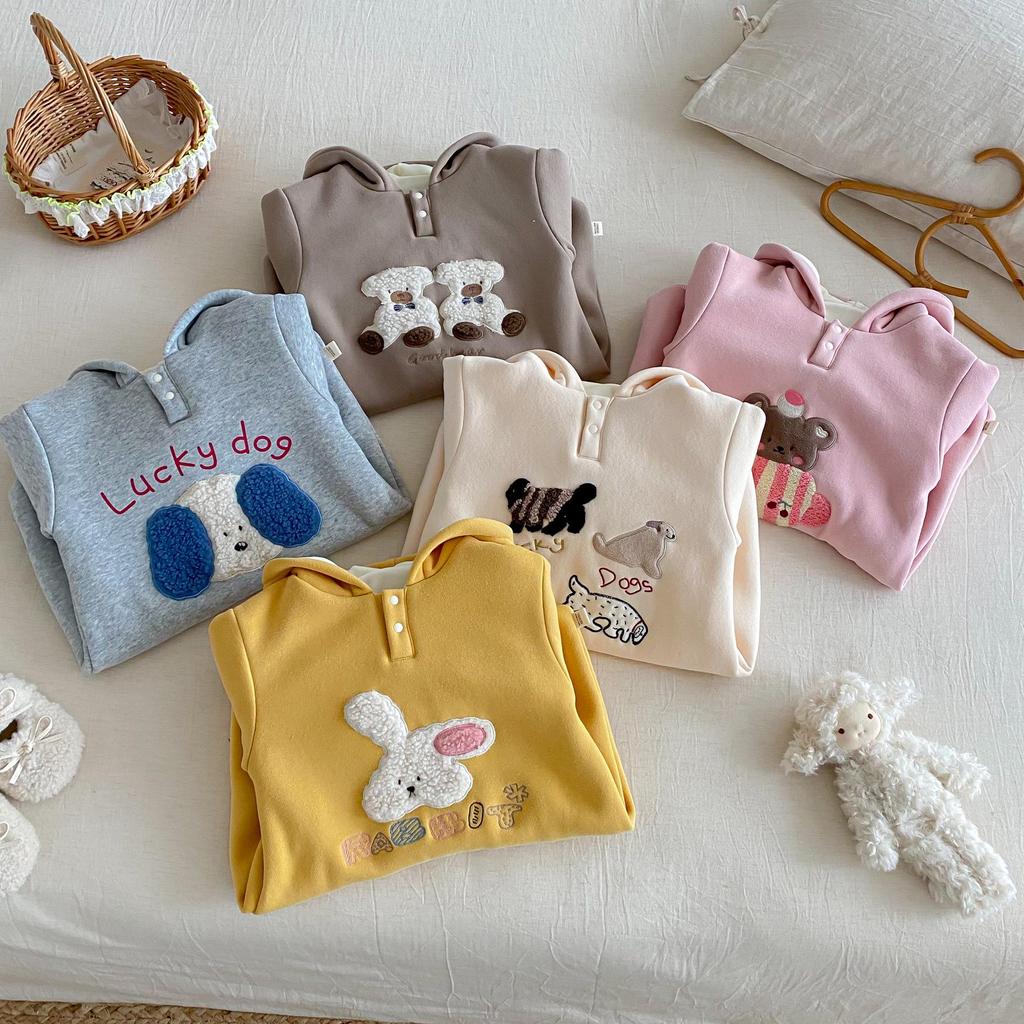 Winter 2025 Baby Fleece Cartoon Romper - Cute Embroidered Rabbit Newborn Jumpsuit