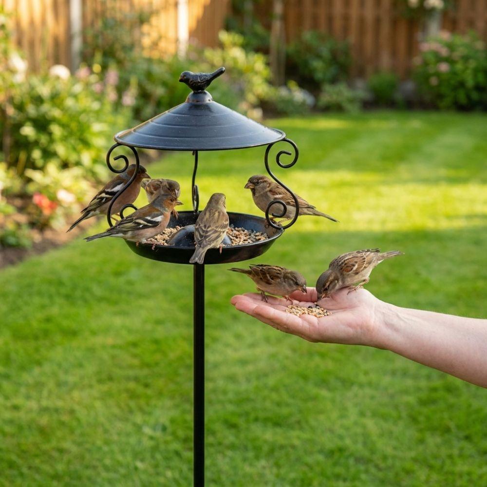 Large Capacity Standing Bird Feeder Weatherproof Hummingbird Feeder Wild Feeding Station Patio