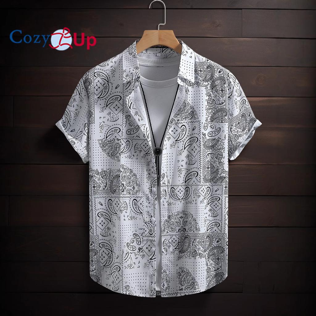 Men's Short-sleeve Shirt for Men White Cashew Nut Men's Shirt Retro, Summer, New 2025 Collection