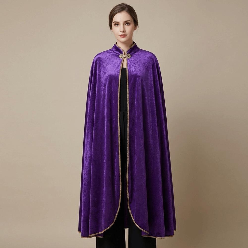 Washable Durable Halloween Cloak Solid Color Velvet Cape Funny Gothic Costume Cape Queen