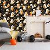 2pcs Halloween Self-Adhesive Wall Stickers Removable Cute Ghosts Wallpaper Dark Style Peel and Stick Wallpaper with Flower Halloween Themed Wallpaper